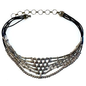 Vintage Silver Beaded Chain Adjustable Statement Belt